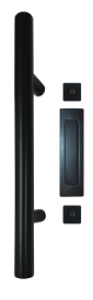 MILES NELSON BARN DOOR KIT BLACK POWDER COAT ROUND SS 304 PULL 250MM CTC + FLUSH PULL (INCLUDES 628BLK450 +773BLK)