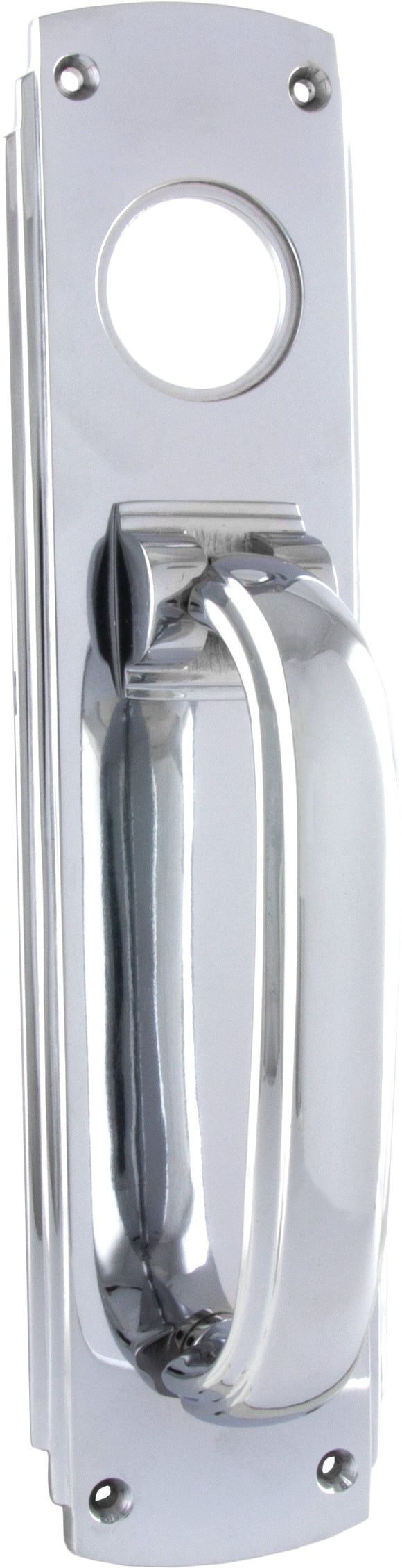 Pull Handle Knocker Art Deco Cylinder Hole Chrome Plated H240xW60mm