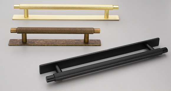 Kethy Herning Handle with back plate 128mm C to C  Available In 3 Colours : Antique Bronze ,Brushed Gold ,Black Paint Matt#7