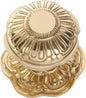 Centre Door Knob Ornate Polished Brass P73mm Backplate 80mm