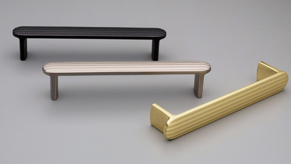 Kethy Reeded Handle 128mm C to C Available In 3 Colours : Brushed Gold ,Black Paint Matt#7 ,Stainless effect