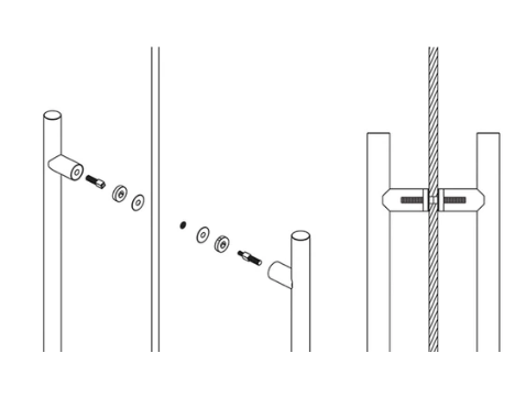 JNF Unifix Fittings Kit for Back to Back & M8 Glass Handles 35mm Finish : Stainless Steel