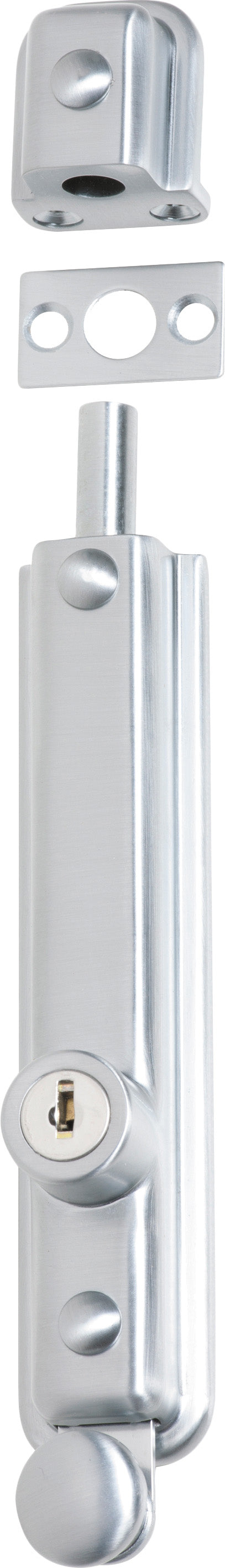 Surface Bolt Locking Zinc Alloy Satin Chrome H150xW32xP35mm