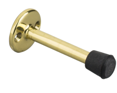 Drake & Wrigley 1234 Wall Mounted Door Stop With Rubber End In 7 Colours : Brass Plate ,Black ,Chrome Plate ,Florentine Bronze ,Oil Rubbed Bronze ,Satin Bronze ,Satin Chrome Plate