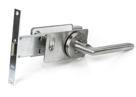 Sylvan Iseo Mid Rail Lock 80mm, Lagos Lever handles, Mini Oval Cylinder, Stainless Steel back plate