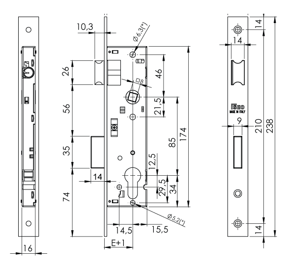 Sylvan Iseo Reversible  Mort. Lock strike plate Included Available In 4 Backset Sizes : 20mm ,25mm ,30mm ,35mm
