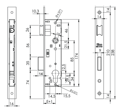 Sylvan Iseo Reversible  Mort. Lock strike plate Included Available In 4 Backset Sizes : 20mm ,25mm ,30mm ,35mm
