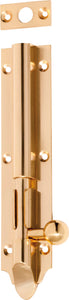 Barrel Bolt Victorian Long Throw Polished Brass L150xW25mm Throw 30mm