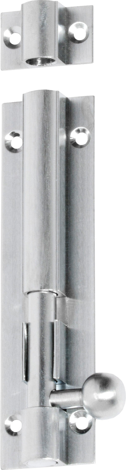 Barrel Bolt Satin Chrome L100xW25mm Bolt 7.5mm