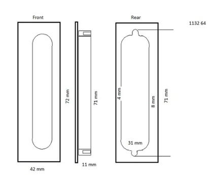 Mardeco 1132 Flush Pull Clearance Satin Chrome : 96mm & 128mm