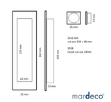 Mardeco 1141S Flush Pull Small Height 100mm x Width 38mm Brushed Nickel & Satin Chrome