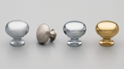 Kethy Brass  Mushroom Knob 25mm Available in 4 Colours : Polished Brass ,Brushed Nickel ,Polished Chrome ,Satin Chrome