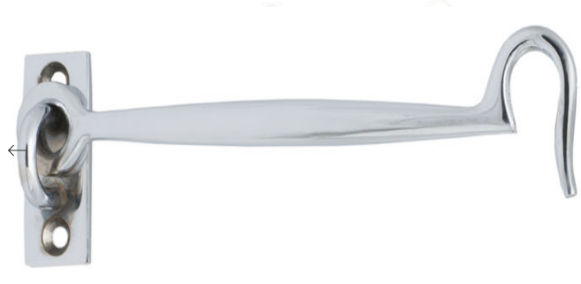 MMILES NELSON CABIN HOOK 8MM x 50MM IN 3 COLOURS : FLORENTINE BRONZE ,BRASS ,CHROME FINISH