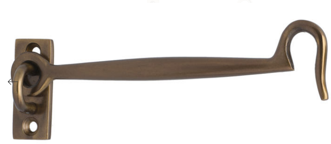 MILES NELSON CABIN HOOK 8MM EYE  IN 4 COLOURS : CHROME ,BRASS ,FLORENTINE BRONZE ,SATIN CHROME FINISH