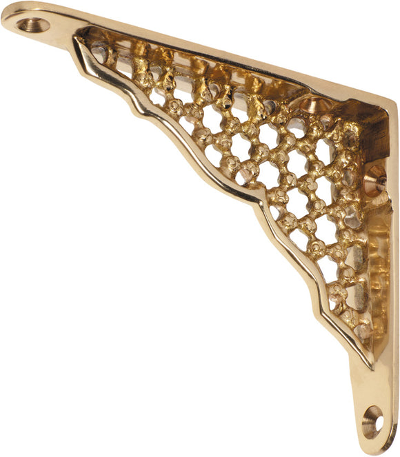 Shelf Bracket Ornate Polished Brass H80xP100mm