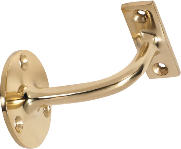 Hand Rail Bracket Polished Brass P75mm Backplate 56mm