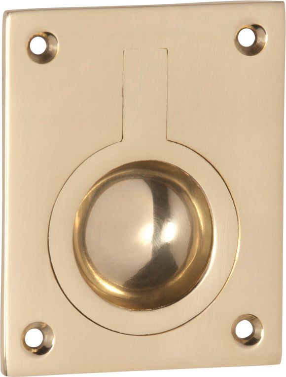 Flush Ring Pull Polished Brass H63xW50mm