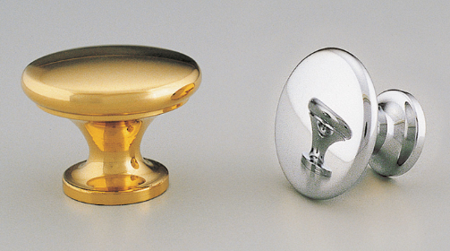 Kethy Brass Button Knob 30mm Polished Brass & Polished Chrome