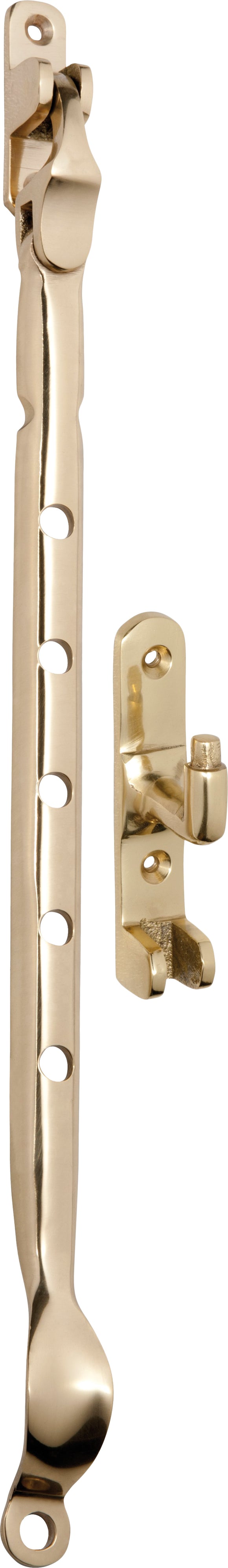 Casement Stay Sidemount Polished Brass L300mm