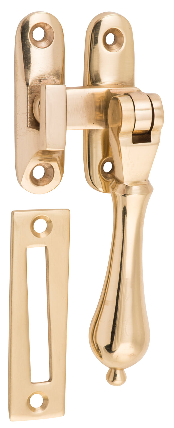 Casement Fastener Teardrop Polished Brass W40xP30mm Drop 95mm