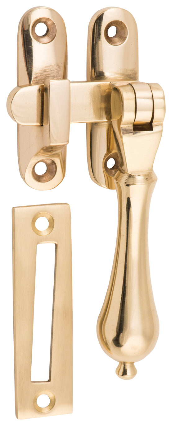 Casement Fastener Teardrop Long Throw Polished Brass W50xP30mm Drop 95mm