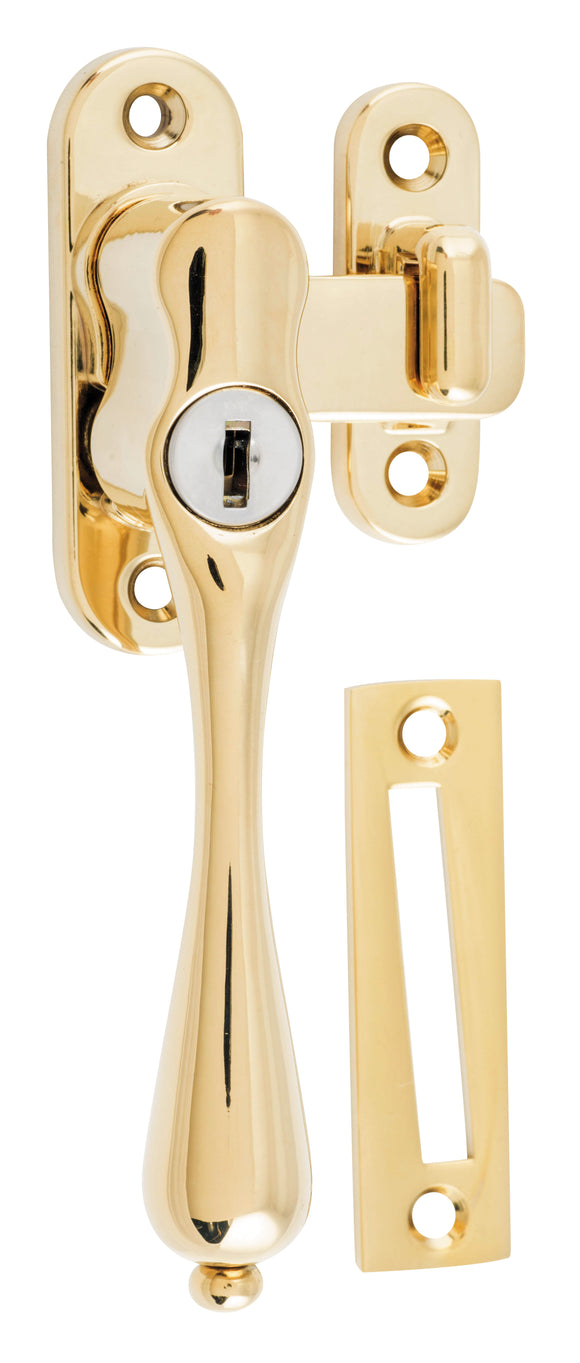 Casement Fastener Locking Teardrop Left Hand Anti-tarnish Brass W28xP34mm Drop 115mm