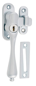 Casement Fastener Locking Teardrop Left Hand Satin Chrome W28xP34mm Drop 115mm