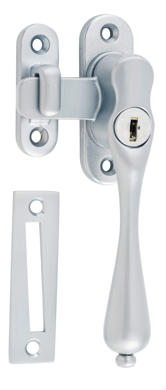 Casement Fastener Locking Teardrop Right Hand Satin Chrome W28xP34mm Drop 115mm