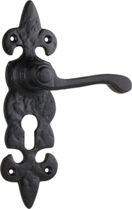 Door Lever Stratford Iron Euro Pair Matt Black H192xW50xP55mm