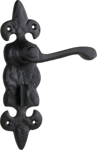 Door Lever Stratford Iron Privacy Pair Matt Black H192xW50xP55mm