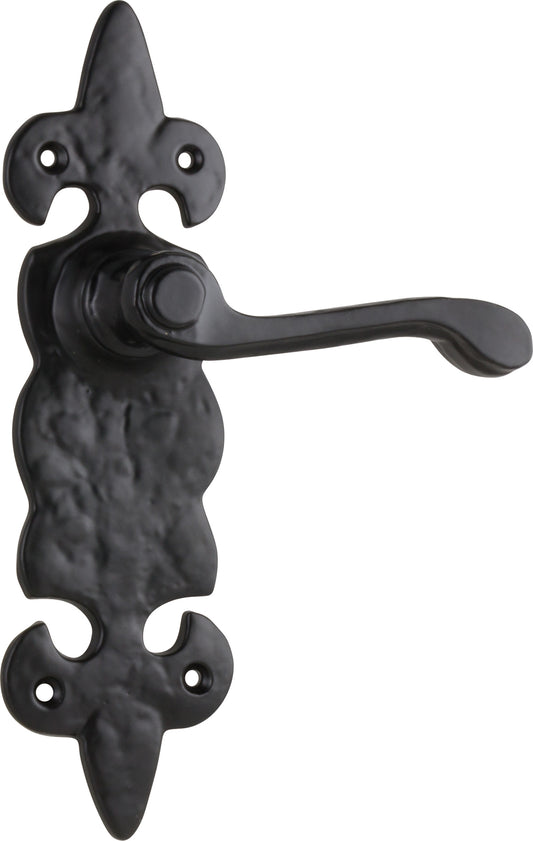 Door Lever Stratford Iron Latch Pair Matt Black H192xW50xP55mm