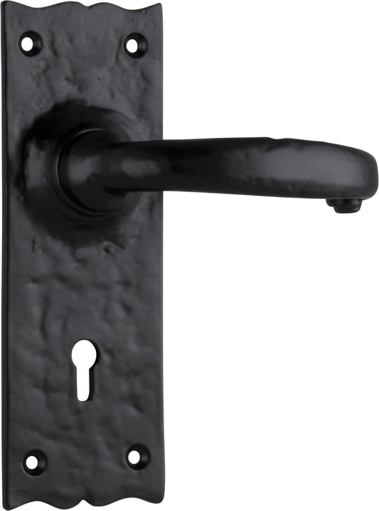Door Lever Gloucester Iron Lock Pair Matt Black H158xW50xP53mm