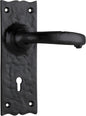 Door Lever Gloucester Iron Lock Pair Matt Black H158xW50xP53mm