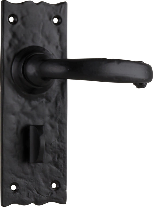Door Lever Gloucester Iron Privacy Pair Matt Black H158xW50xP53mm
