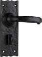 Door Lever Gloucester Iron Privacy Pair Matt Black H158xW50xP53mm