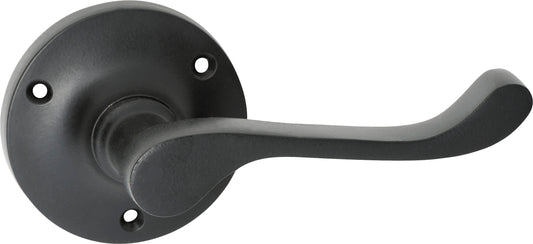 Door Lever Victorian Round Rose Pair Matt Black D63xP58mm