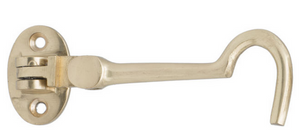 MILES NELSON CABIN HOOK 8MM EYE  IN 3 COLOURS : BRASS ,CHROME ,SATIN CHROME FINISH