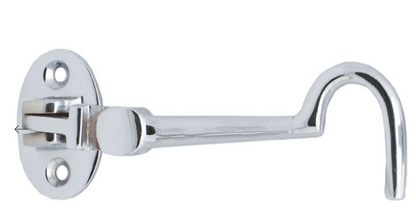 MILES NELSON CABIN HOOK 8MM x 90MM IN 4 COLOURS : BRASS ,FLORENTINE BRONZE ,CHROME ,SATIN CHROME FINISH