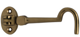 MILES NELSON CABIN HOOK 8MM x 90MM IN 4 COLOURS : BRASS ,FLORENTINE BRONZE ,CHROME ,SATIN CHROME FINISH