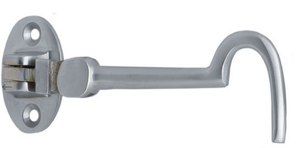 MILES NELSON CABIN HOOK 8MM EYE  IN 3 COLOURS : BRASS ,CHROME ,SATIN CHROME FINISH