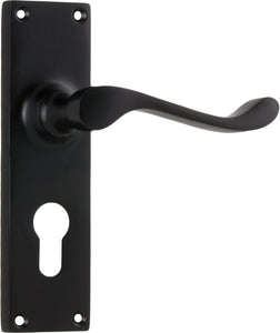 Door Lever Victorian Euro Pair Matt Black H152xW42xP59mm