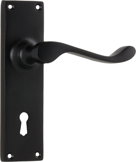 Door Lever Victorian Lock Pair Matt Black H152xW42xP59mm