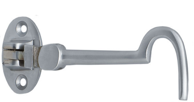 MILES NELSON CABIN HOOK 8MM x 90MM IN 4 COLOURS : BRASS ,FLORENTINE BRONZE ,CHROME ,SATIN CHROME FINISH