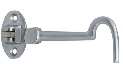 MILES NELSON CABIN HOOK 8MM x 90MM IN 4 COLOURS : BRASS ,FLORENTINE BRONZE ,CHROME ,SATIN CHROME FINISH