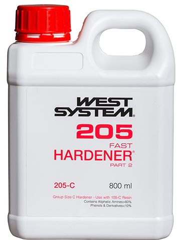 West System 205 Fast Hardener 200ml, 800ml, 2 Ltres ,4Litres.