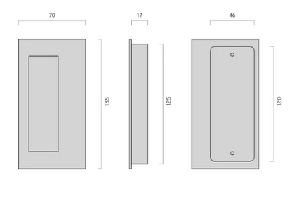JNF Rectangular Concealed Flush Handle With Cover ( 135mm x 70mm ) & ( 300mm x 55mm ) Stainless Steel