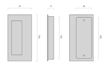 JNF Rectangular Concealed Flush Handle ( 135mm x 70mm ) & ( 135mm x 55mm ) Stainless Steel
