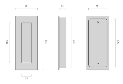 JNF Rectangular Concealed Flush Handle ( 135mm x 70mm ) & ( 135mm x 55mm ) Stainless Steel