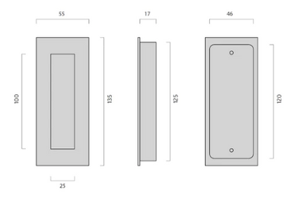 JNF Rectangular Concealed Flush Handle ( 135mm x 70mm ) & ( 135mm x 55mm ) Stainless Steel