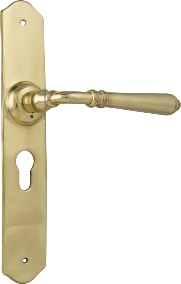 Door Lever Reims Euro Pair Unlacquered Polished Brass H240xW40xP70mm